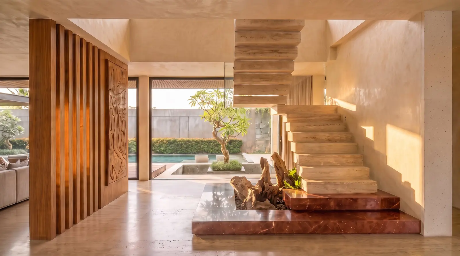 Sculptural Stone Staircase