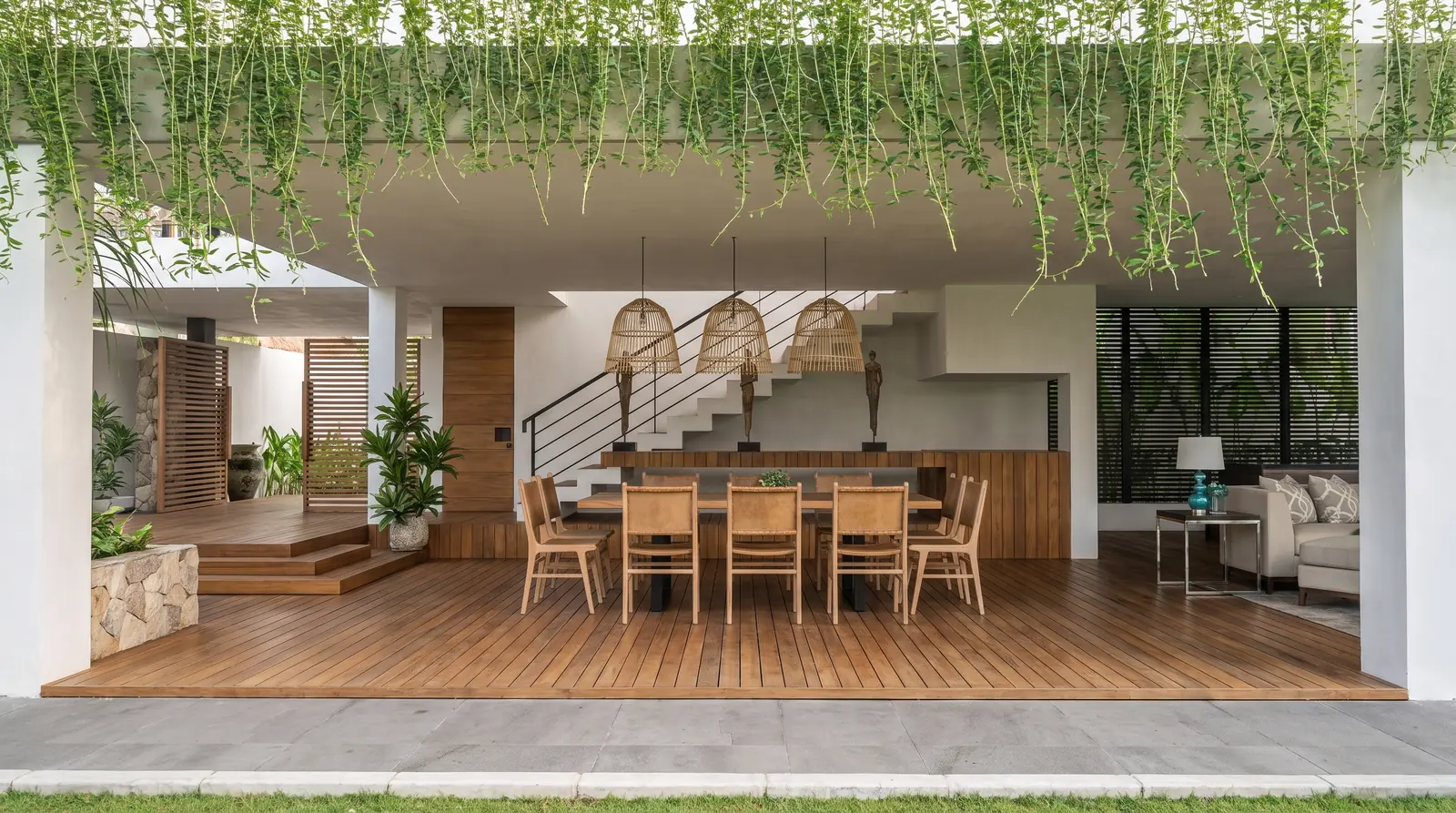 Vine-Draped Dining Pavilion