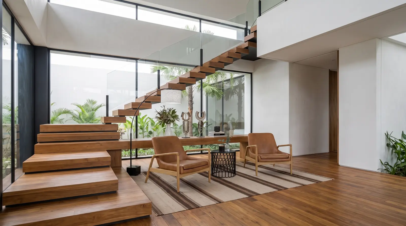 Living Room · Floating Timber Staircase