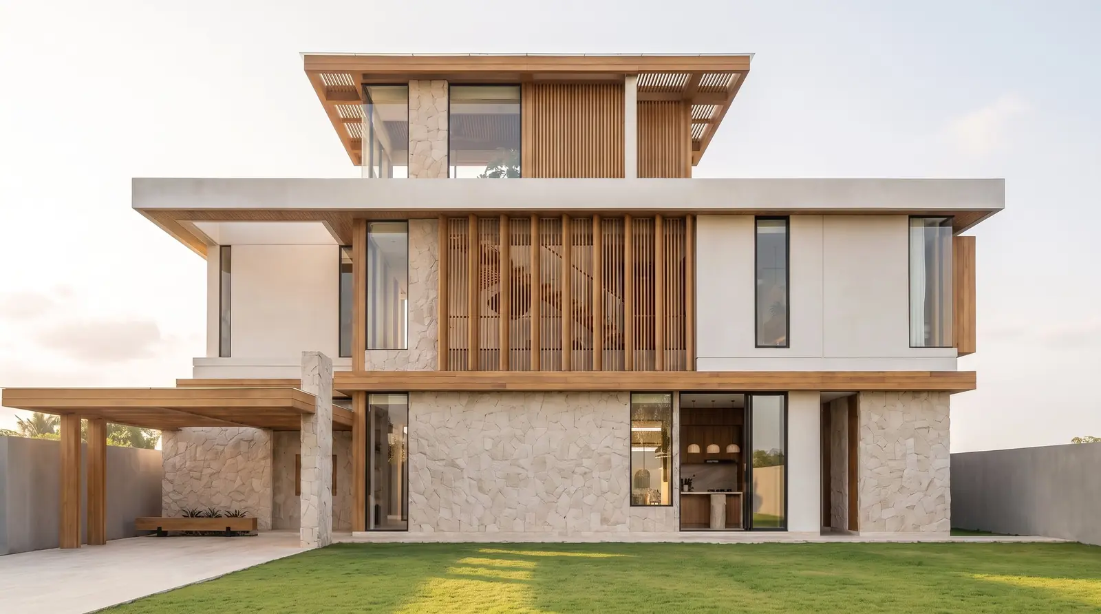 Stone And Timber Facade